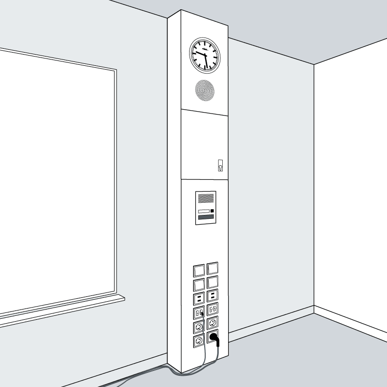 Illustration of a media pillar in a classroom