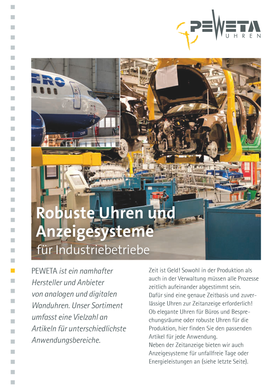 Produktbrosch�re Uhren f&uuml;r Industriebetriebe